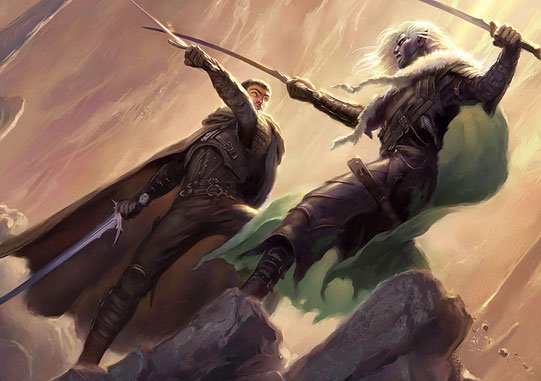 Artemis_and_Drizzt_-_Todd_Lockwood